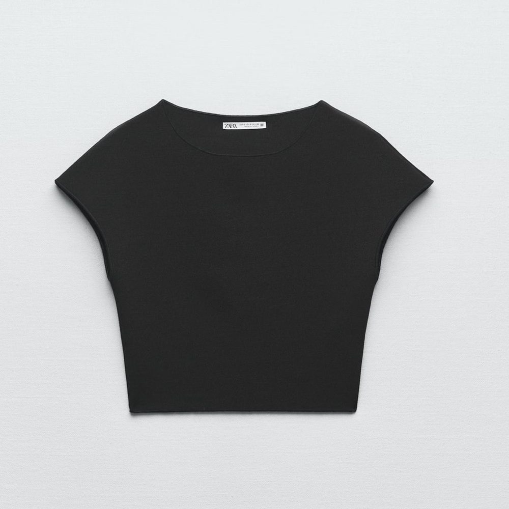 Zara Stretch Knit Cropped T-shirt